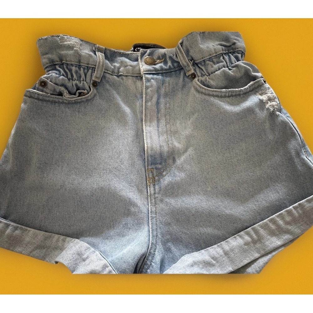Retrofete Haisley light acid wash denim high waisted jean shorts 26